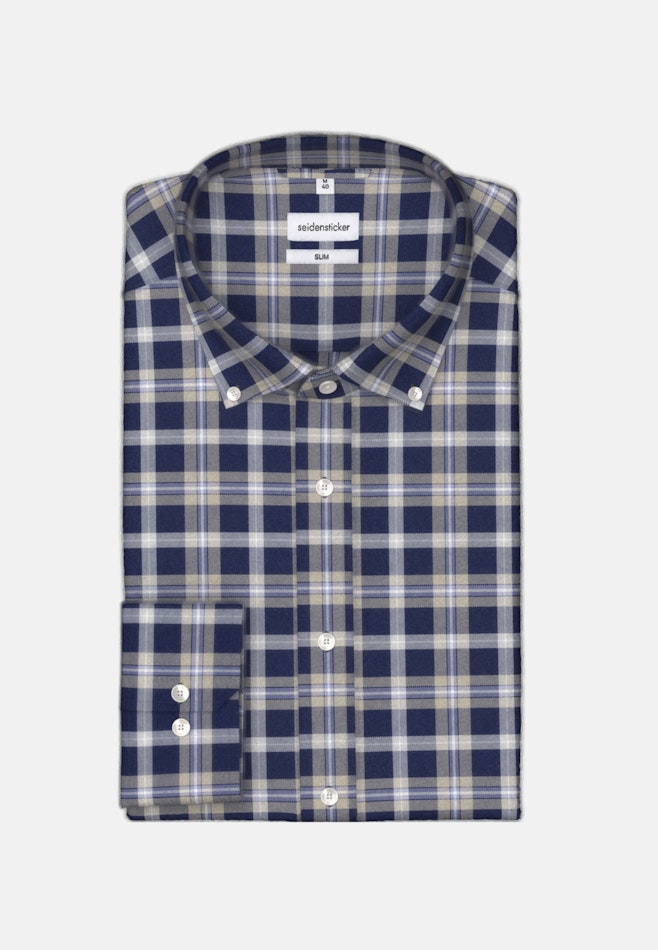 Shaped Flanellhemd Karo in Dunkelblau | Seidensticker Onlineshop