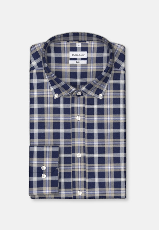 Shaped Flannel shirt Check in Dark Blue |  Seidensticker Onlineshop