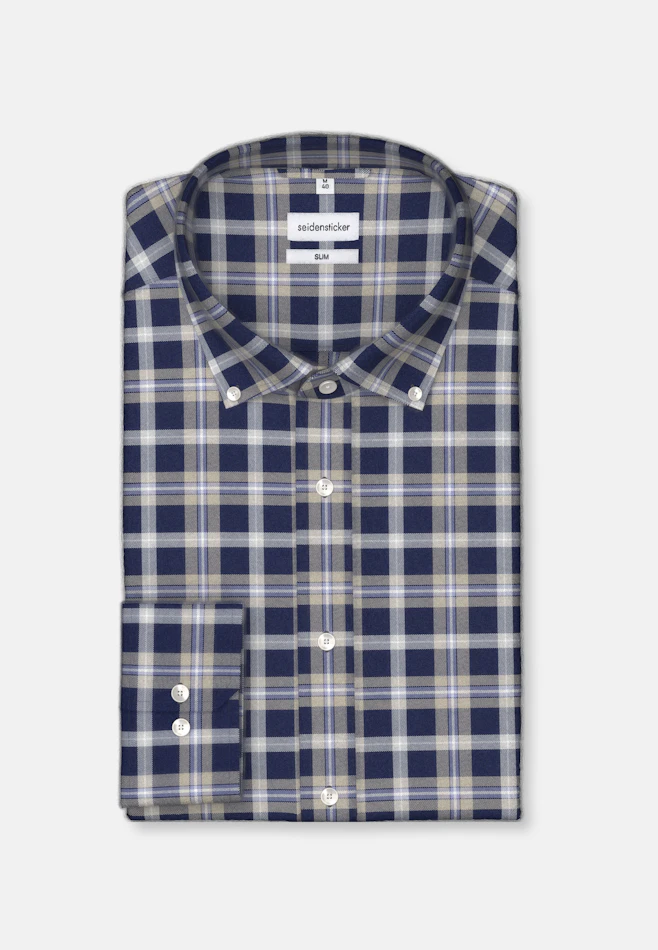 Shaped Flanellhemd Karo in Dunkelblau | Seidensticker Onlineshop