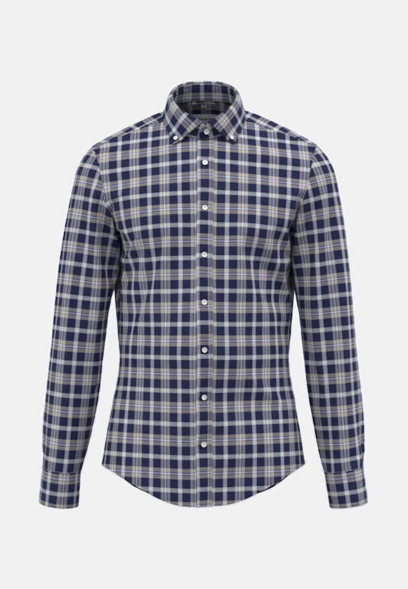 Chemise en flanelle Shaped Fil à fil Col Boutonné in Bleu Foncé |  Seidensticker Onlineshop