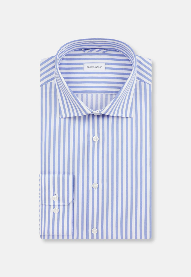 Regular Business Hemd Gestreift in Mittelblau |  Seidensticker Onlineshop
