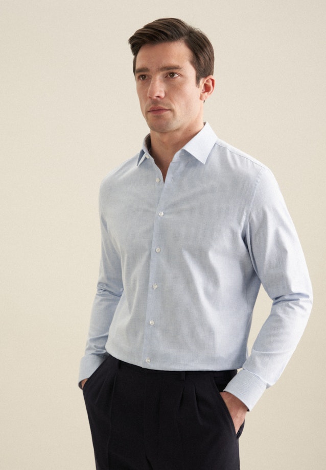 Chemise en flanelle Shaped Flanelle Col Kent in Bleu Clair |  Seidensticker Onlineshop