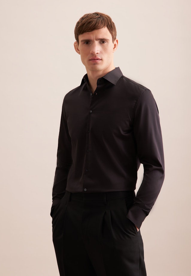Shaped Business Hemd Uni in Schwarz |  Seidensticker Onlineshop