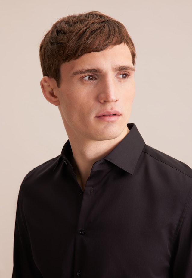 Shaped Business Hemd Uni in Schwarz |  Seidensticker Onlineshop