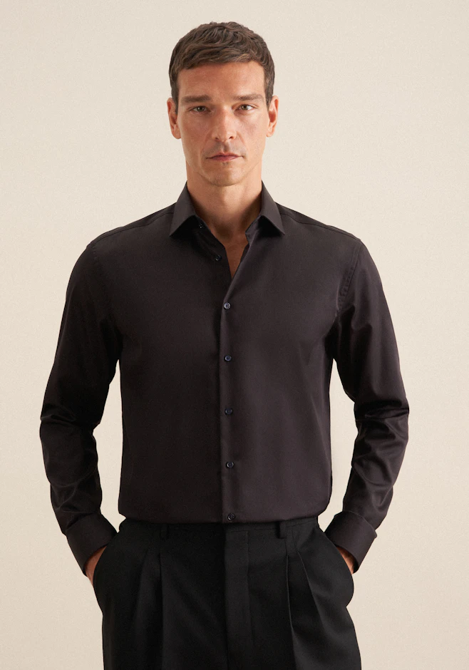 Regular Business Hemd Uni in Schwarz | Seidensticker Onlineshop
