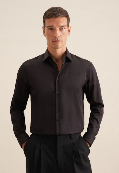 Regular Business shirt Uni in Schwarz |  Seidensticker Onlineshop