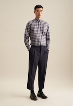 Fil a fil Flanellhemd in Slim mit Button-Down-Kragen in Dunkelblau |  Seidensticker Onlineshop