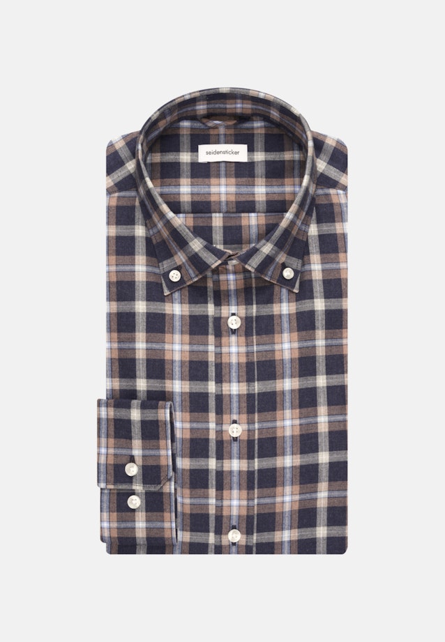 Flannel shirt in Slim with Button-Down-Collar in Dark Blue |  Seidensticker Onlineshop