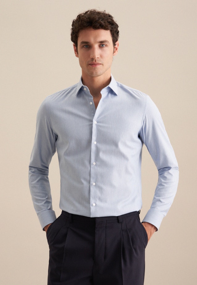 Chemise en flanelle Slim Col Kent in Bleu Clair |  Seidensticker Onlineshop