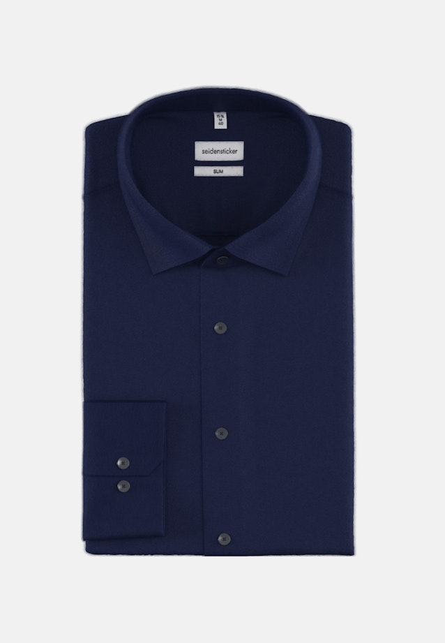 Chemise en flanelle Slim Flanelle Col Kent in Bleu Foncé |  Seidensticker Onlineshop