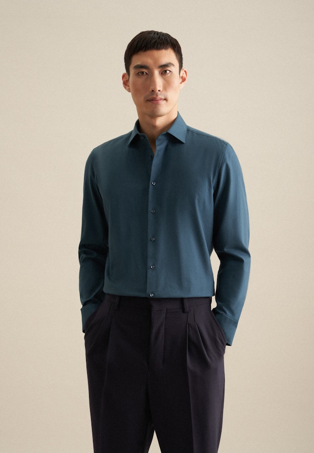 Chemise en flanelle Slim Flanelle Col Kent in Turquoise |  Seidensticker Onlineshop