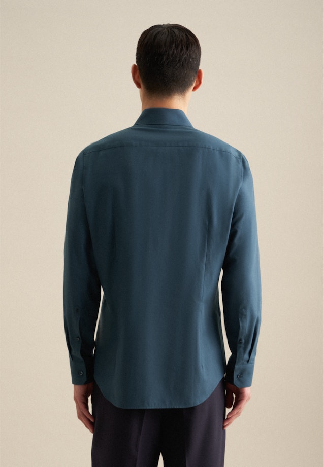 Flannel shirt in Slim with Kent-Collar in Turquoise |  Seidensticker Onlineshop