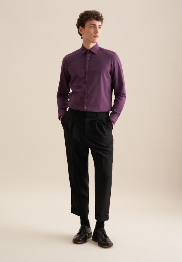 Flannel shirt in Slim with Kent-Collar in Purple |  Seidensticker Onlineshop