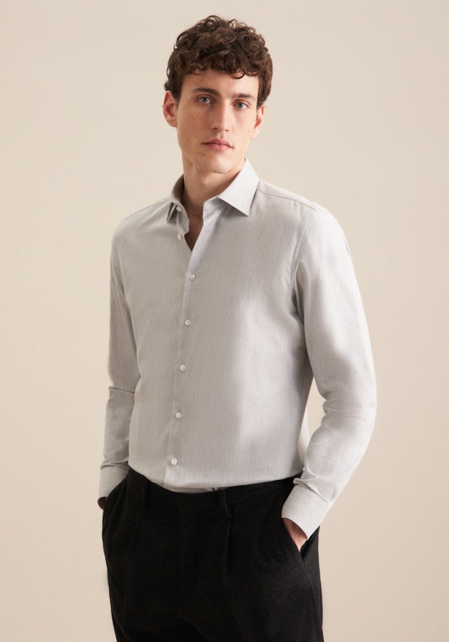Slim Flanellhemd Uni in Grau | Seidensticker Onlineshop