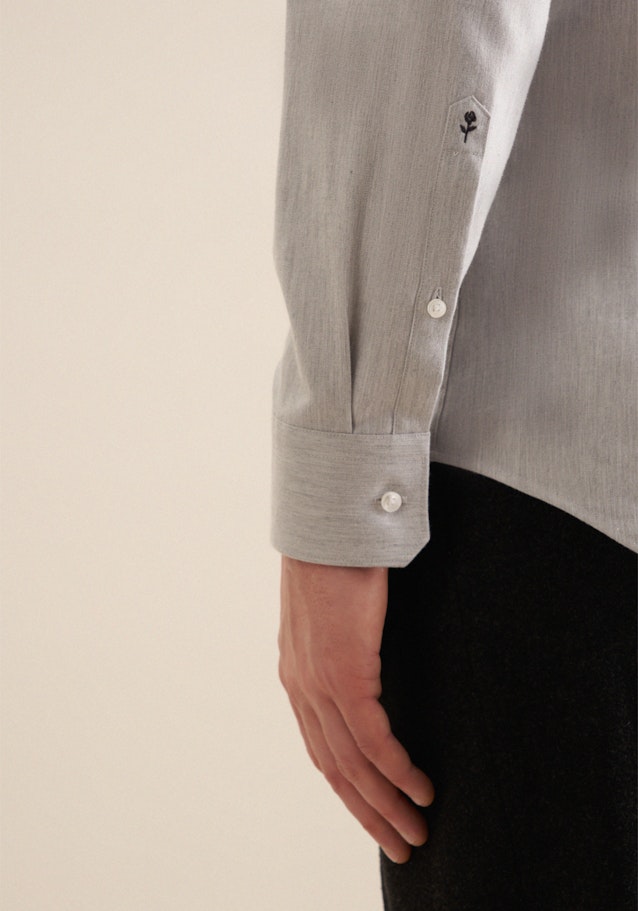 Slim Flanellhemd Uni in Grau | Seidensticker Onlineshop