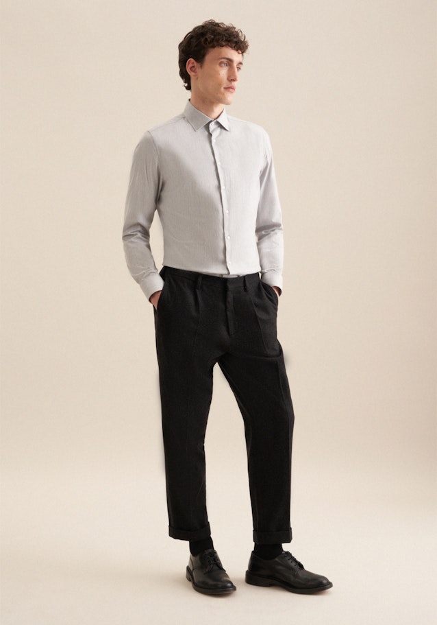 Slim Flanellhemd Uni in Grau | Seidensticker Onlineshop