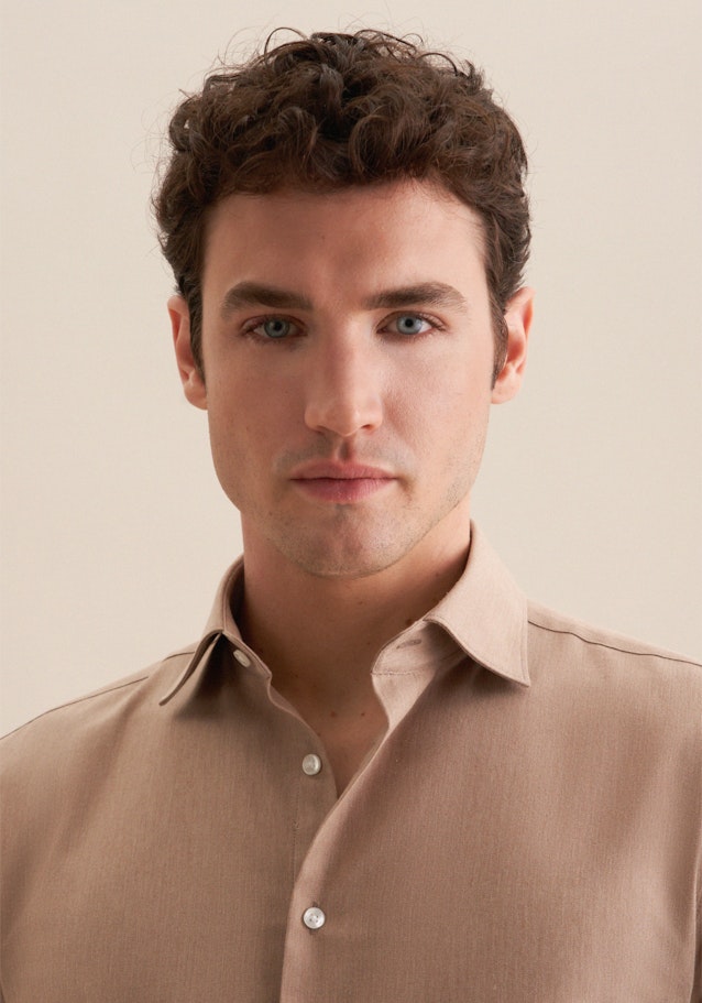 Slim Flanellhemd Uni in Braun | Seidensticker Onlineshop