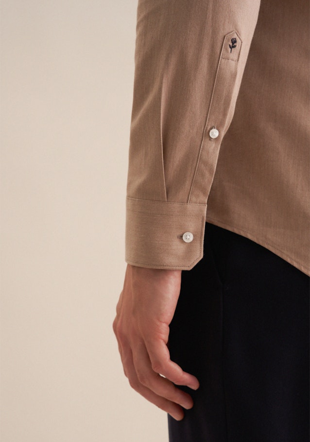 Slim Flanellhemd Uni in Braun | Seidensticker Onlineshop