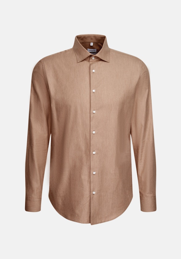 Slim Flanellhemd Uni in Braun | Seidensticker Onlineshop