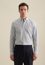 Flannel shirt in Slim with Button-Down-Collar in Dark Blue |  Seidensticker Onlineshop