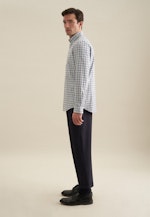 Flannel shirt in Slim with Button-Down-Collar in Dark Blue |  Seidensticker Onlineshop