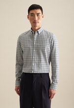 Flannel shirt in Slim with Button-Down-Collar in Green |  Seidensticker Onlineshop