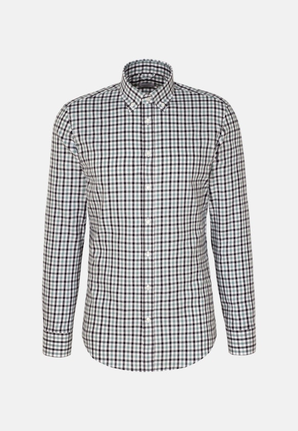 Flannel shirt in Slim with Button-Down-Collar in Green |  Seidensticker Onlineshop