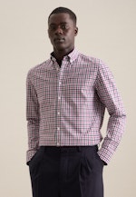 Flannel shirt in Slim with Button-Down-Collar in Pink |  Seidensticker Onlineshop