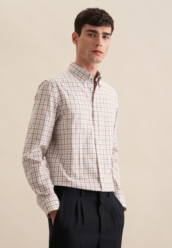 Slim Chemise en flanelle carreaux dans Marron | Boutique en ligne Seidensticker