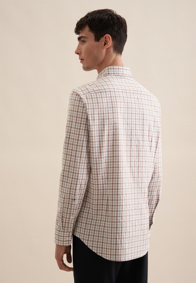 Flannel shirt in Slim with Button-Down-Collar in Brown | Seidensticker online shop