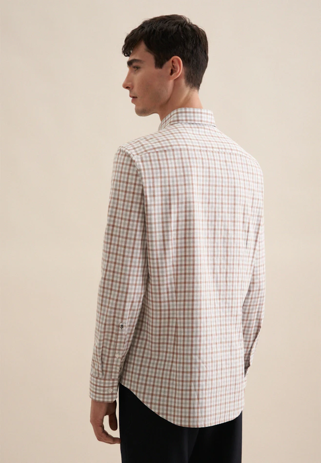 Slim Flannel shirt Check in Brown | Seidensticker online shop