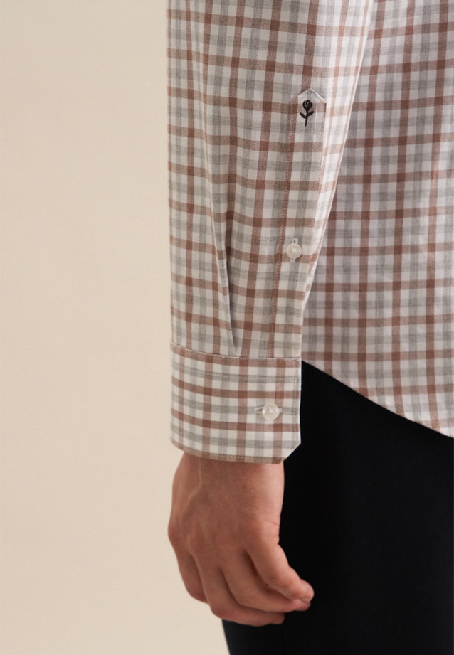 Flannel shirt in Slim with Button-Down-Collar in Brown |  Seidensticker Onlineshop