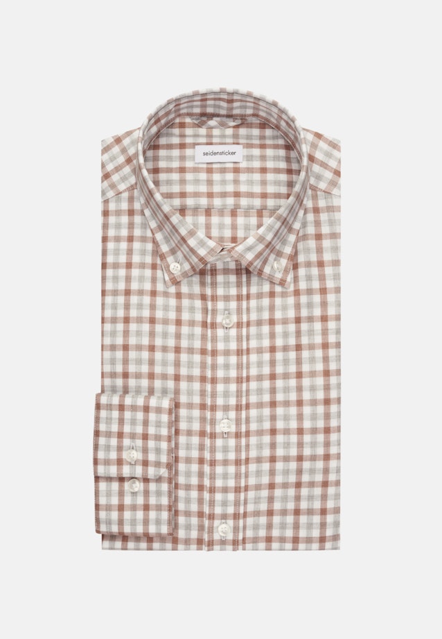 Flannel shirt in Slim with Button-Down-Collar in Brown |  Seidensticker Onlineshop