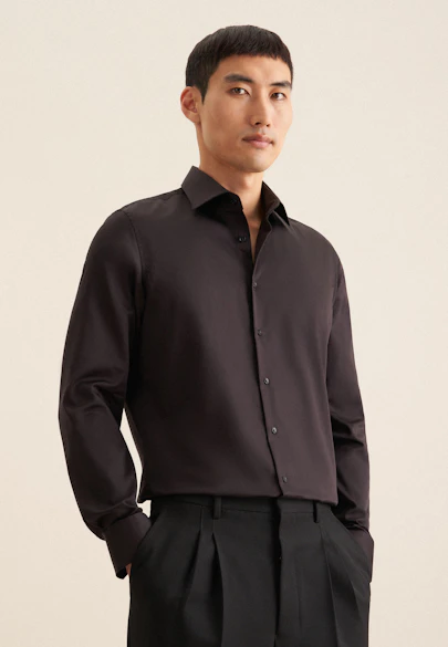 Shaped Business Hemd Uni in Schwarz |  Seidensticker Onlineshop