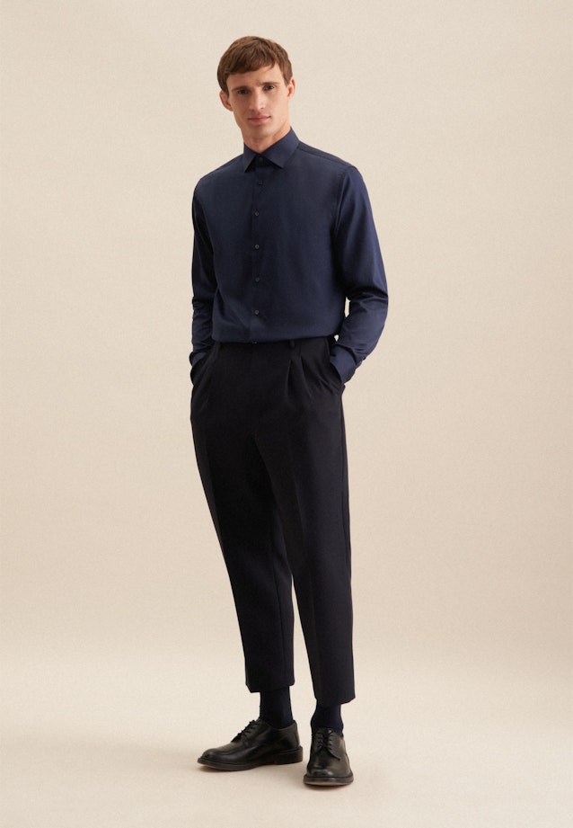 Shaped Business shirt Uni in Dark Blue |  Seidensticker Onlineshop