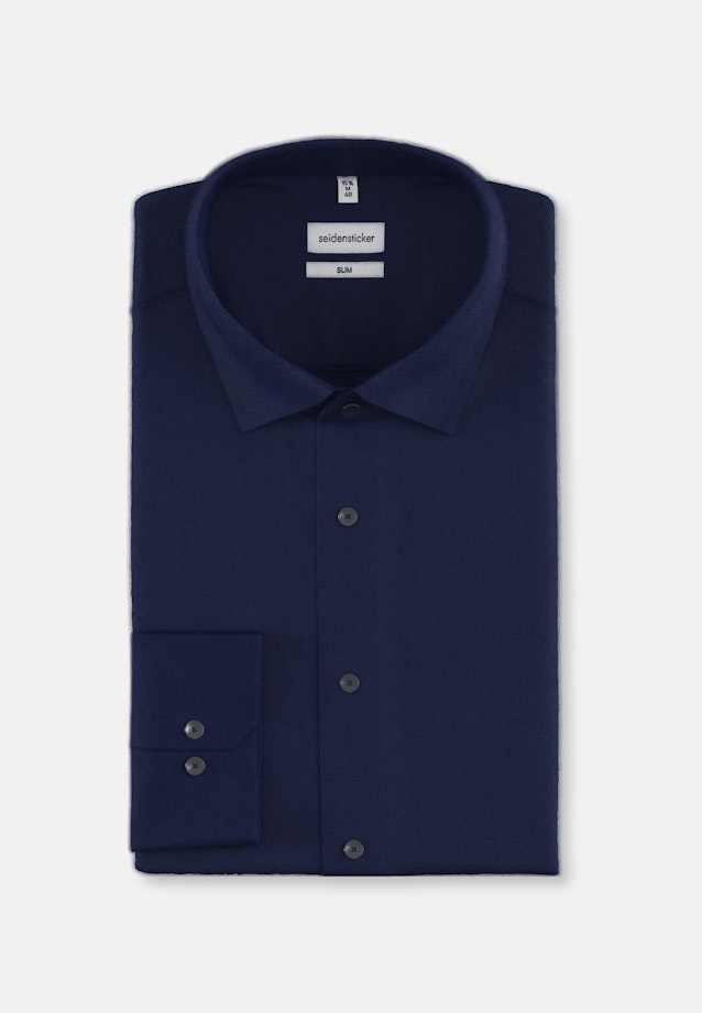Shaped Chemise en flanelle Uni in Bleu Foncé |  Seidensticker Onlineshop
