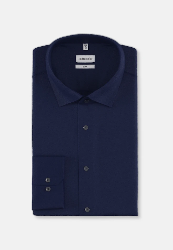 Shaped Flanellhemd Uni in Dunkelblau | Seidensticker Onlineshop