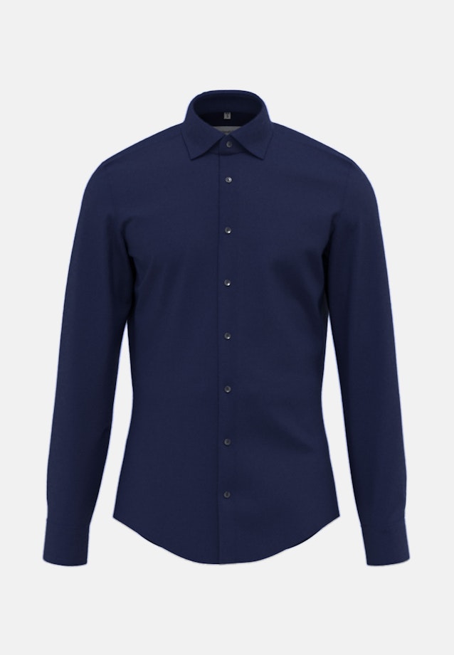 Shaped Chemise en flanelle Uni in Bleu Foncé |  Seidensticker Onlineshop