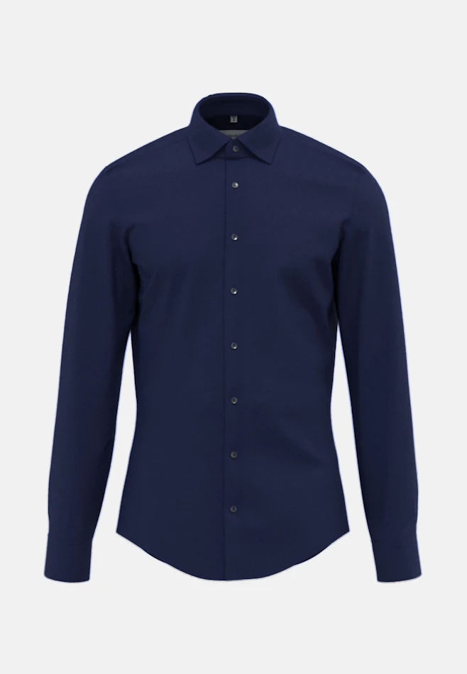 Shaped Flanellhemd Uni in Dunkelblau | Seidensticker Onlineshop