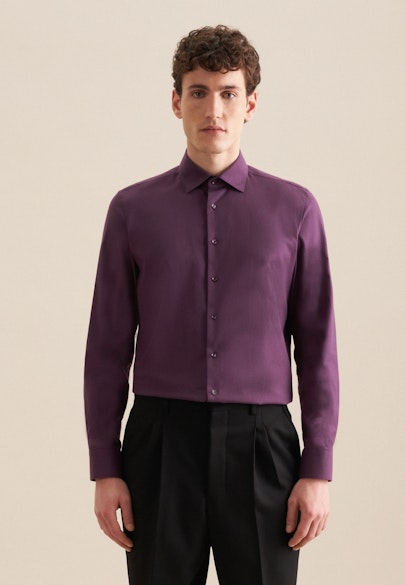 Shaped Flanellhemd Uni in Lila |  Seidensticker Onlineshop