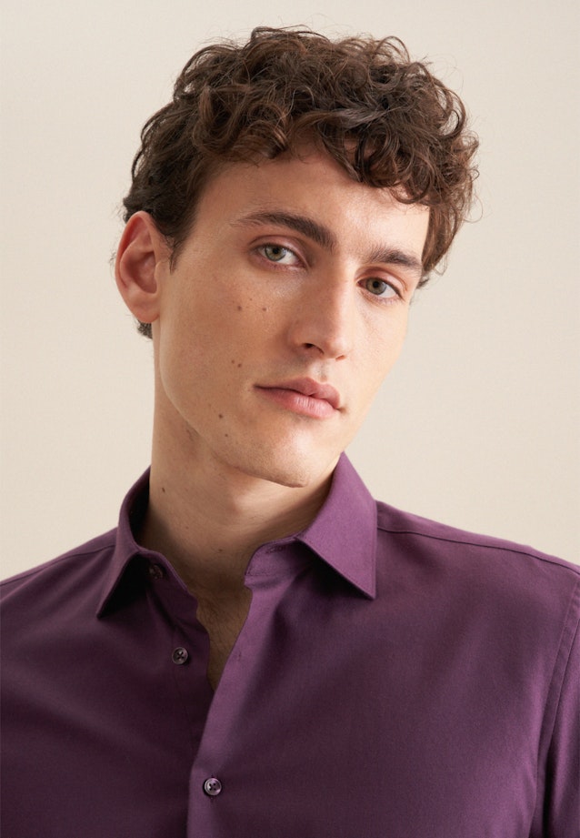 Shaped Flanellhemd Uni in Lila |  Seidensticker Onlineshop