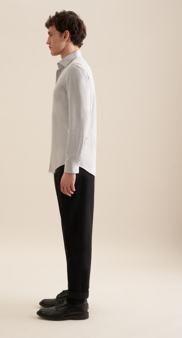 Shaped Flannel shirt Uni in Grey |  Seidensticker Onlineshop