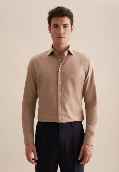 Shaped Flannel shirt Uni in Brown |  Seidensticker Onlineshop