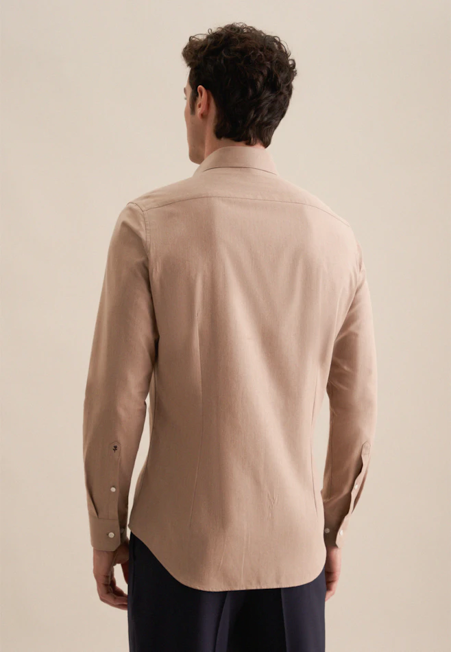 Shaped Flannel shirt Uni in Brown | Seidensticker online shop