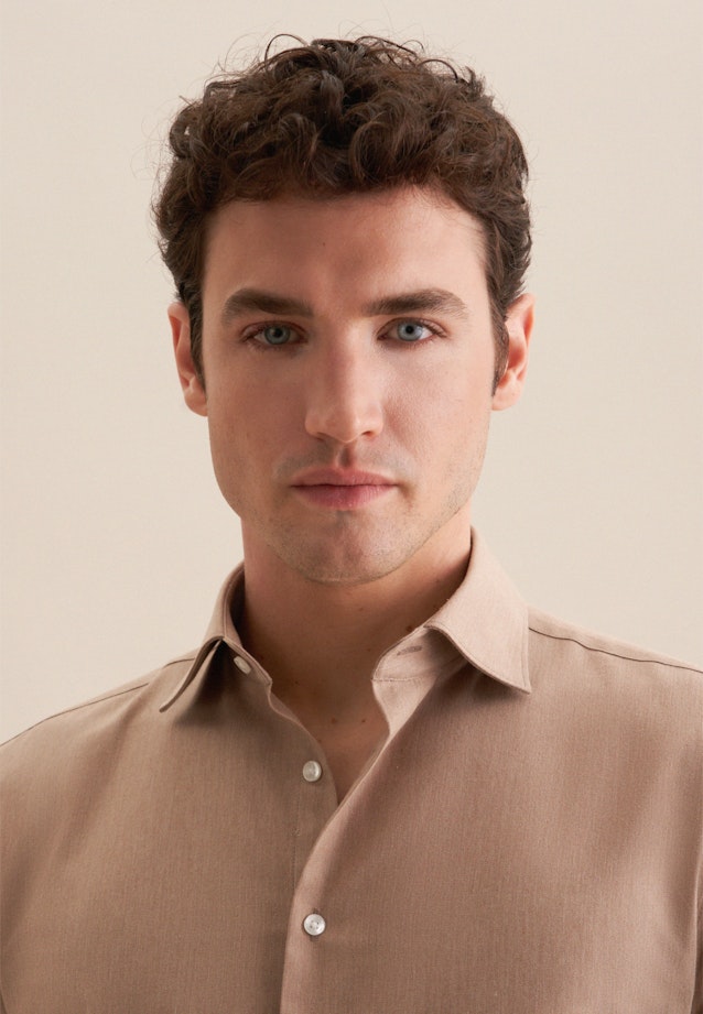 Shaped Flanellhemd Uni in Braun |  Seidensticker Onlineshop