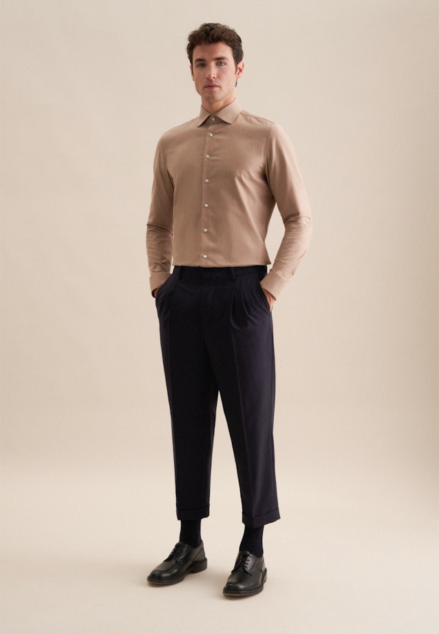 Shaped Flanellhemd Uni in Braun |  Seidensticker Onlineshop