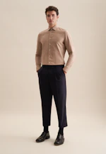 Shaped Chemise en flanelle Uni in Marron |  Seidensticker Onlineshop