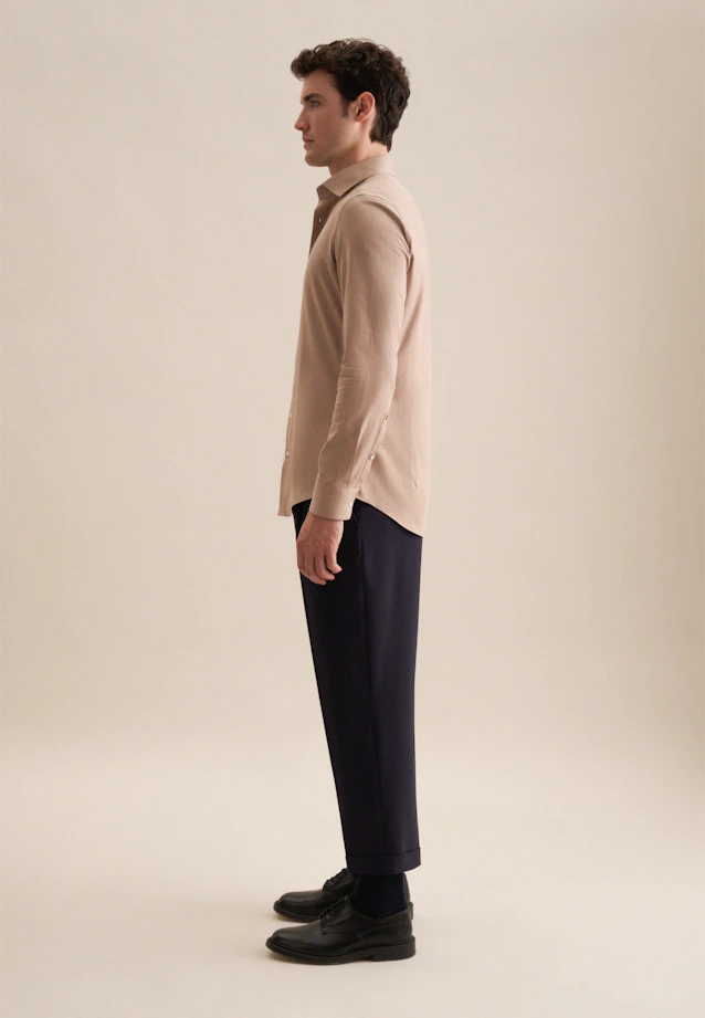Shaped Chemise en flanelle Uni in Marron |  Seidensticker Onlineshop