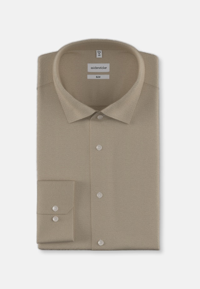 Shaped Flanellhemd Uni in Braun |  Seidensticker Onlineshop