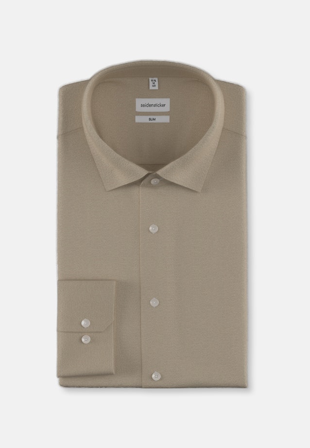 Shaped Flannel shirt Uni in Brown |  Seidensticker Onlineshop